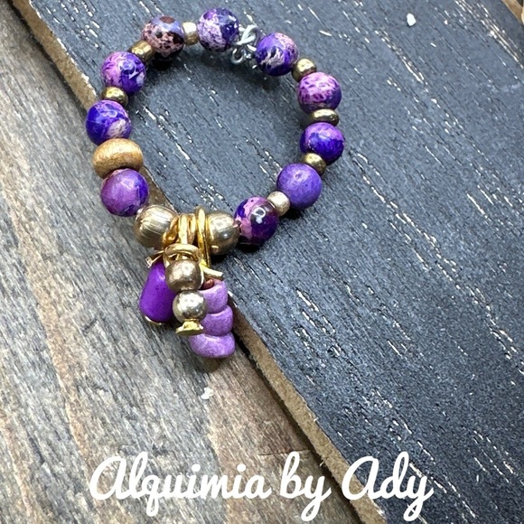 Alquimia Gold and Purple Bohemian Ring turquoise - Picture 1 of 2